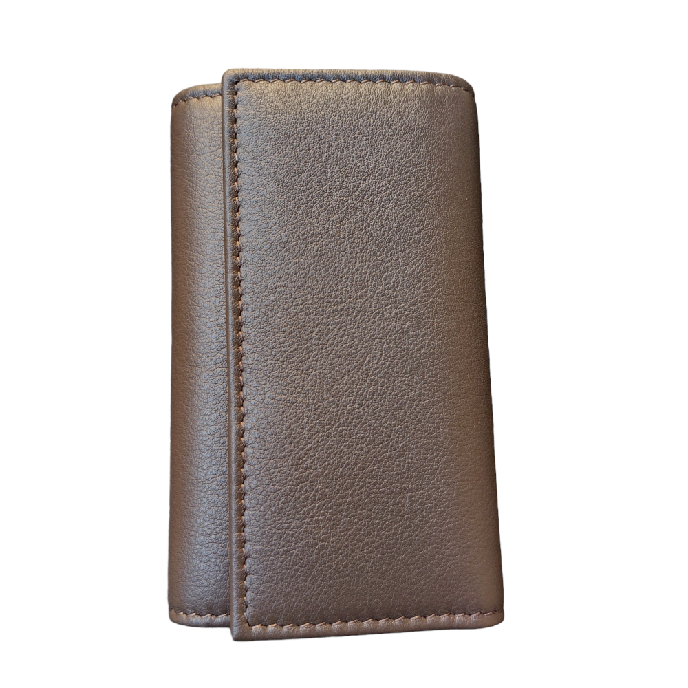 Dark brown 8-hook leather key ring