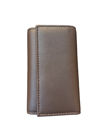 Dark brown 8-hook leather key ring