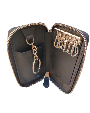 Black leather zipper keychain