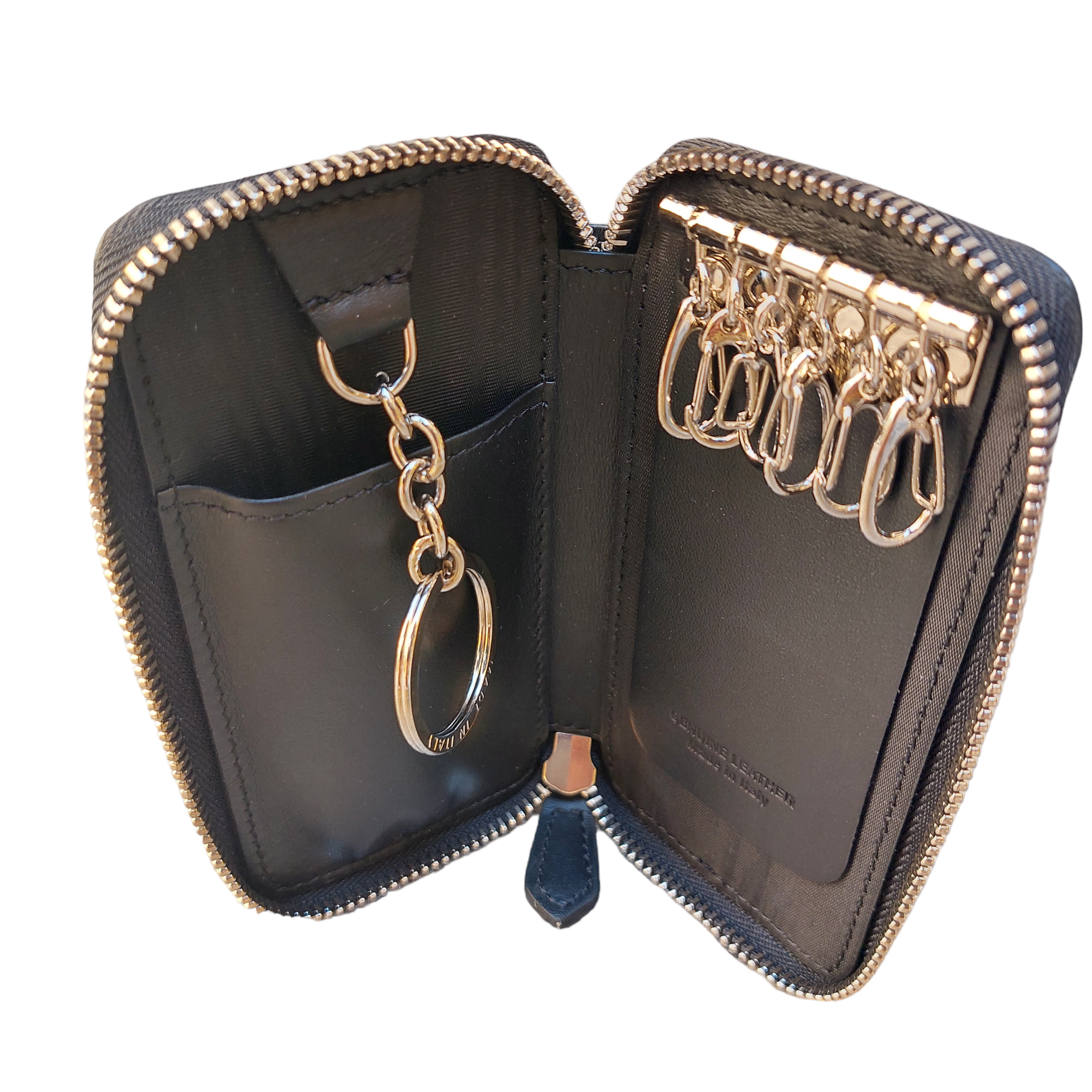 Black leather zipper keychain