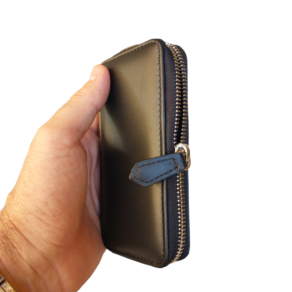 Black leather zipper keychain