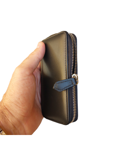 Black leather zipper keychain