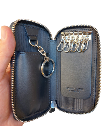 Black leather zipper keychain
