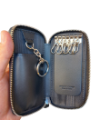 Black leather zipper keychain