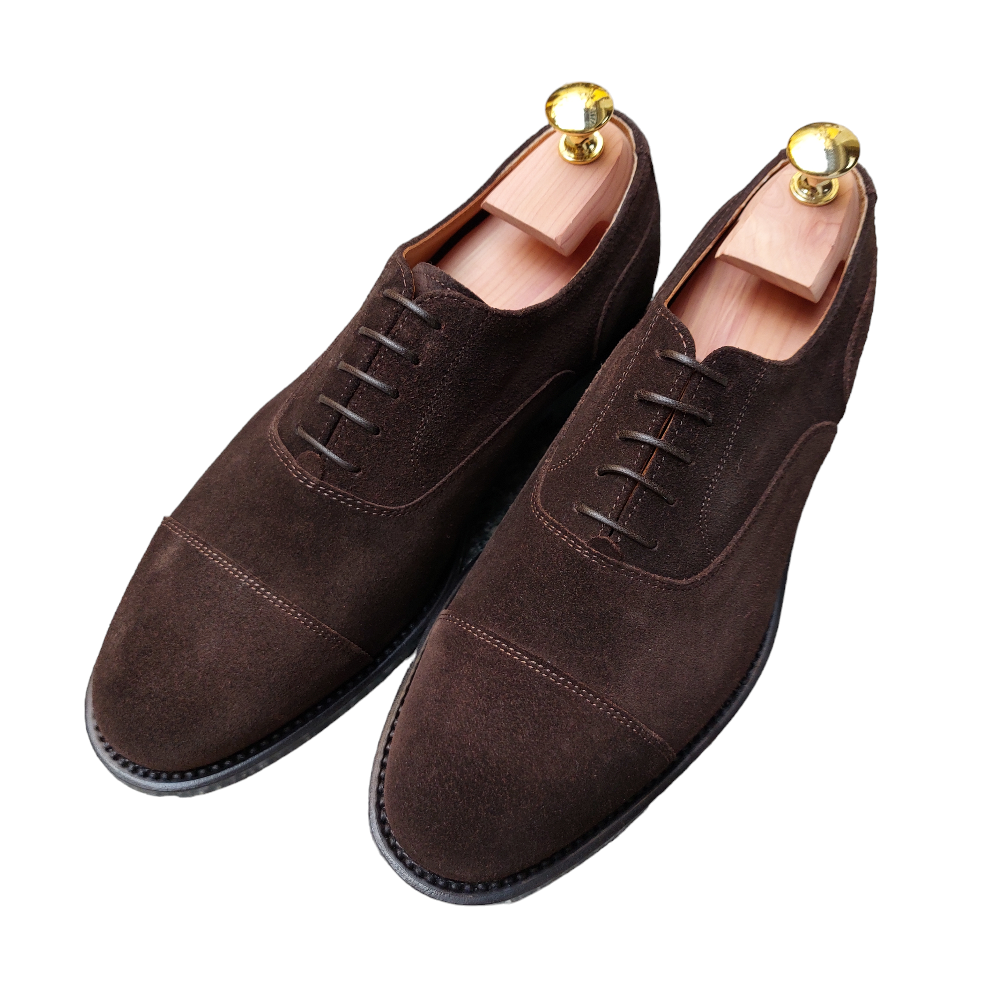 Dark brown suede Oxfords