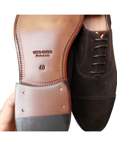 Dark brown suede Oxfords