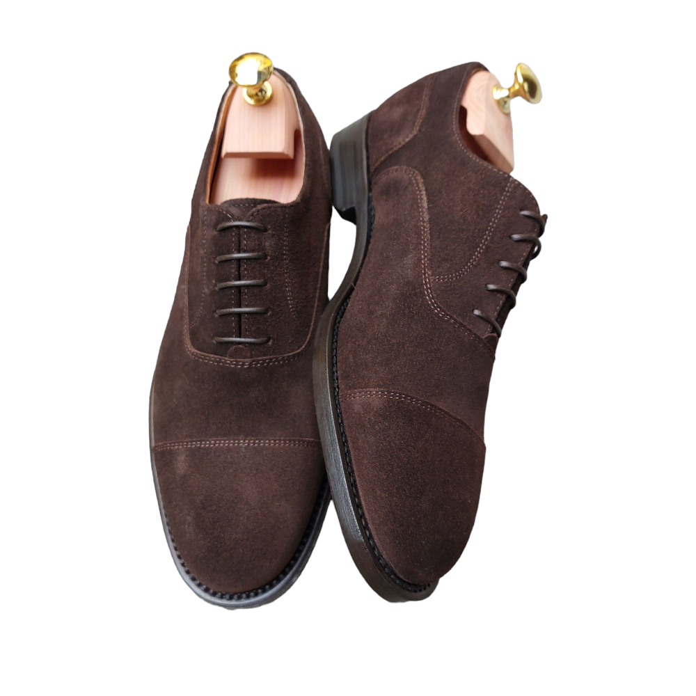 Dark brown suede Oxfords