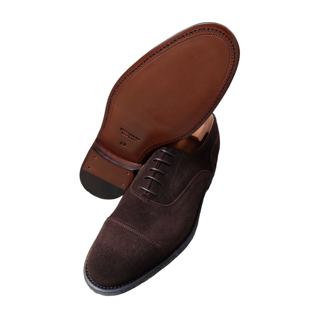 Dark brown suede Oxfords