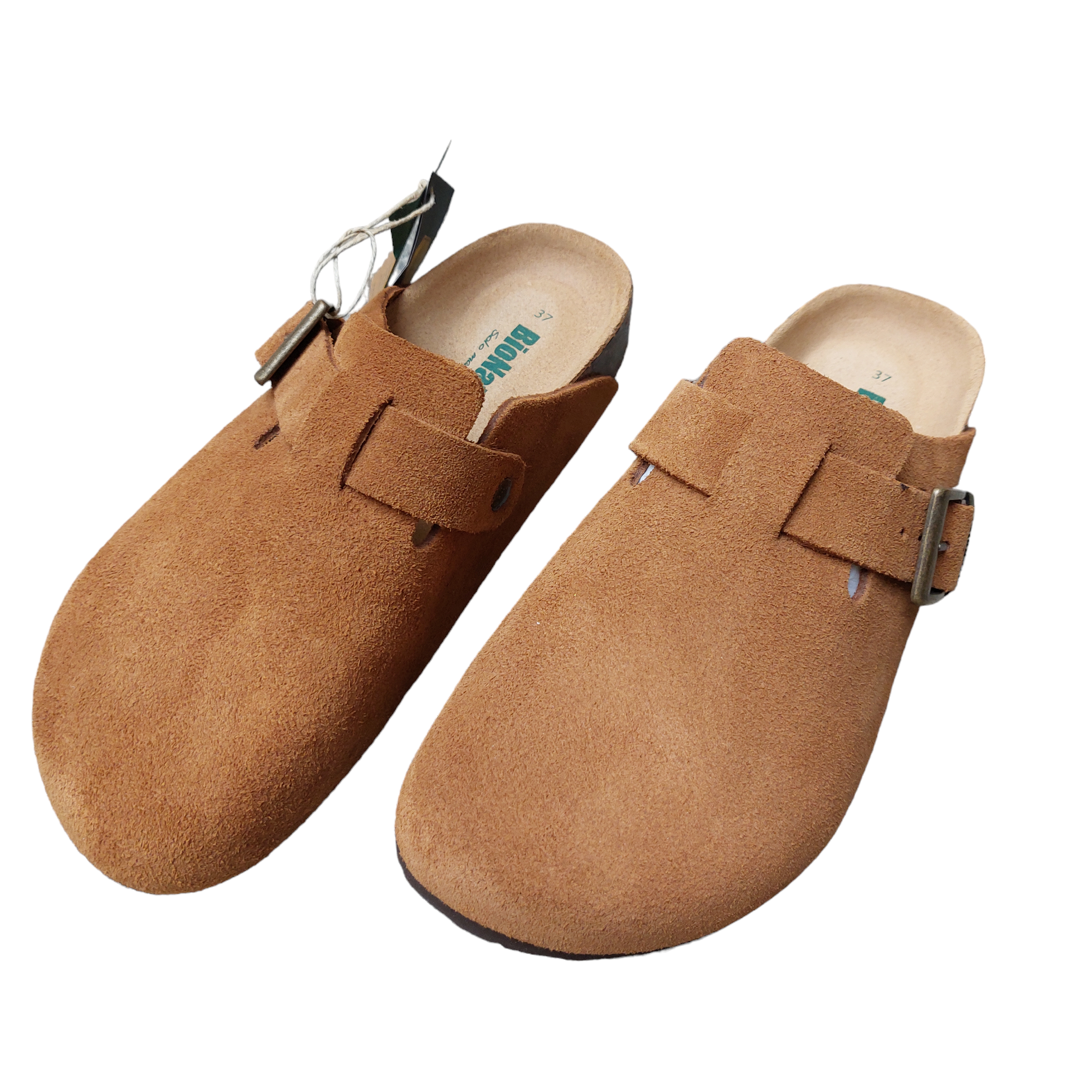 Cognac suede clogs