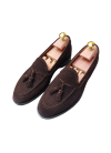 Dark Brown Suede Tassel Loafers
