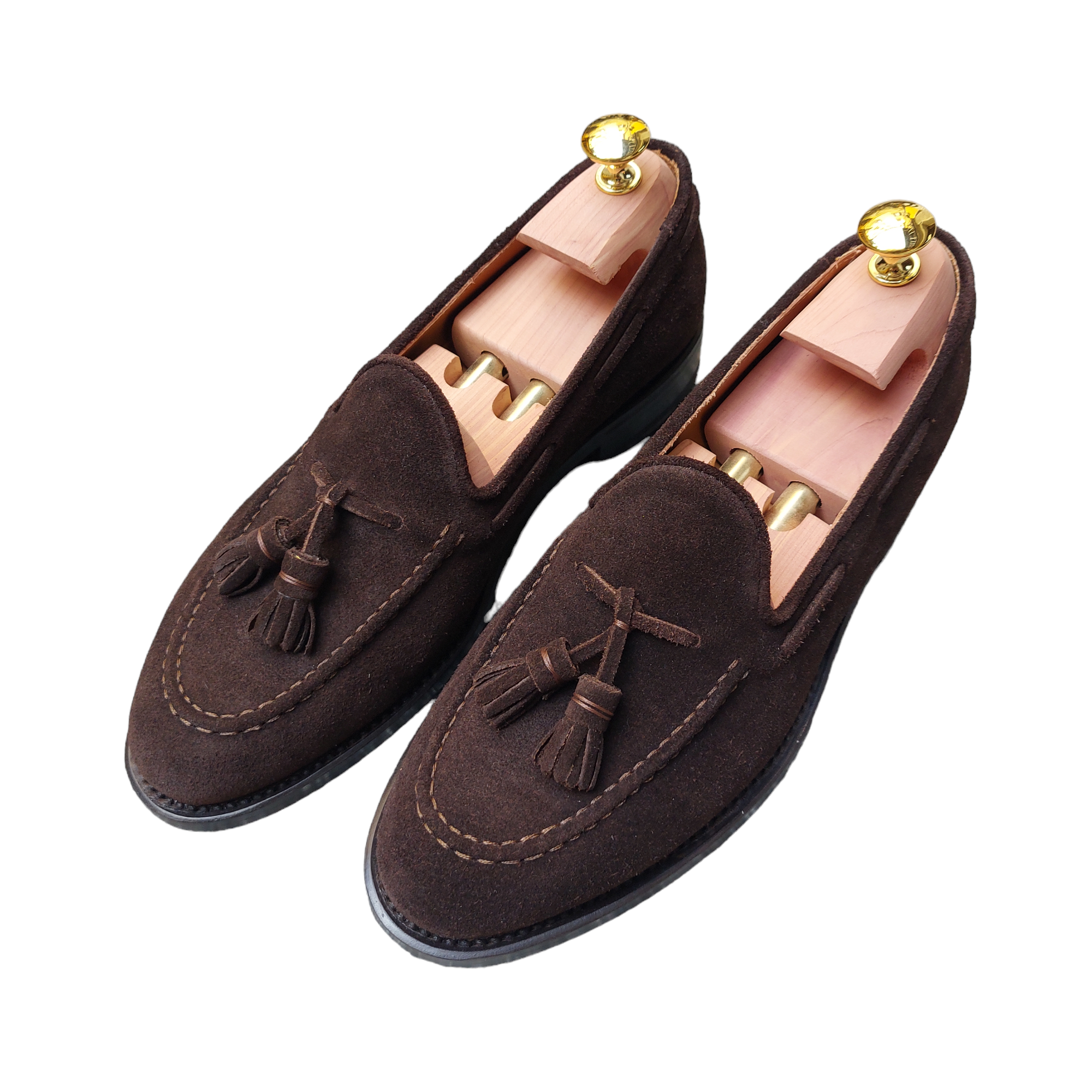 Dark Brown Suede Tassel Loafers