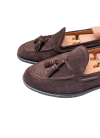 Dark Brown Suede Tassel Loafers