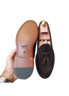 Dark Brown Suede Tassel Loafers
