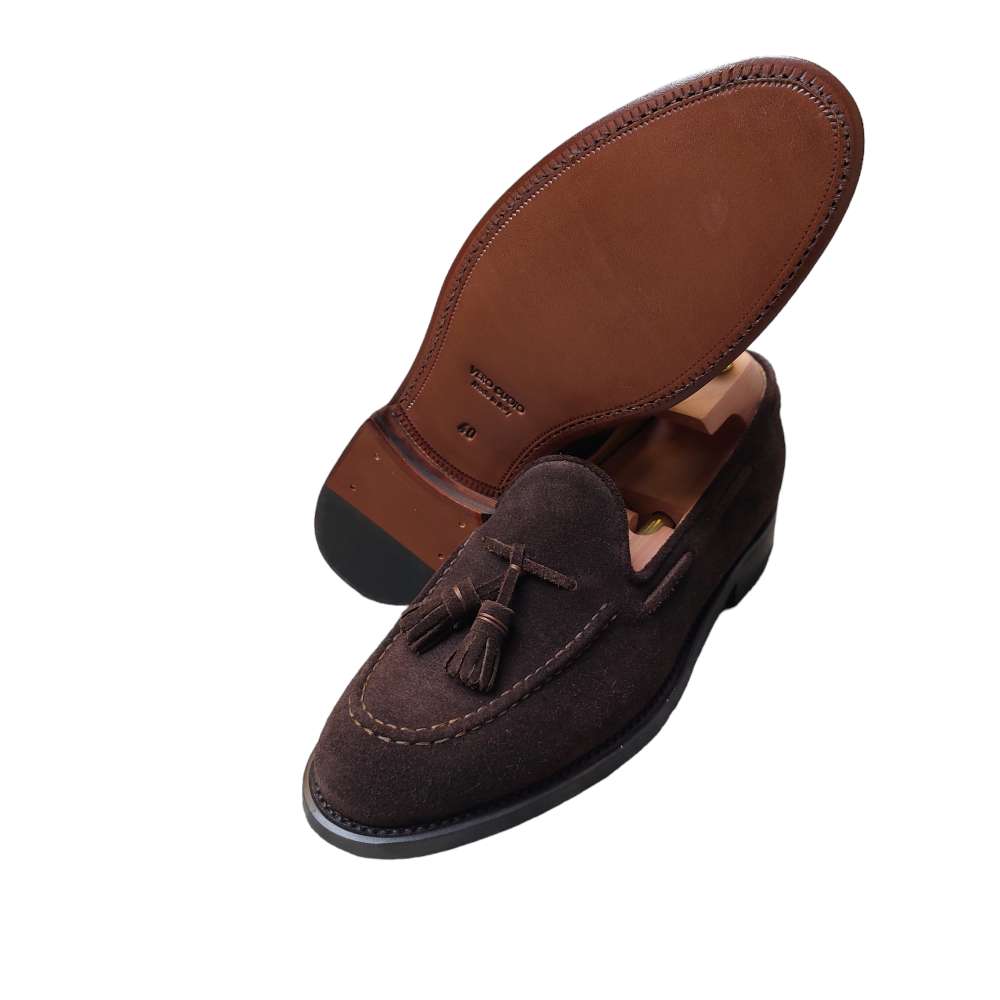 Dark Brown Suede Tassel Loafers