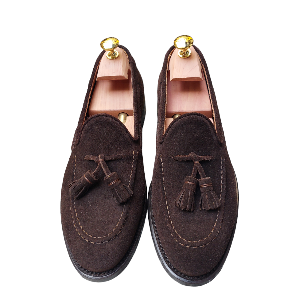 Dark Brown Suede Tassel Loafers