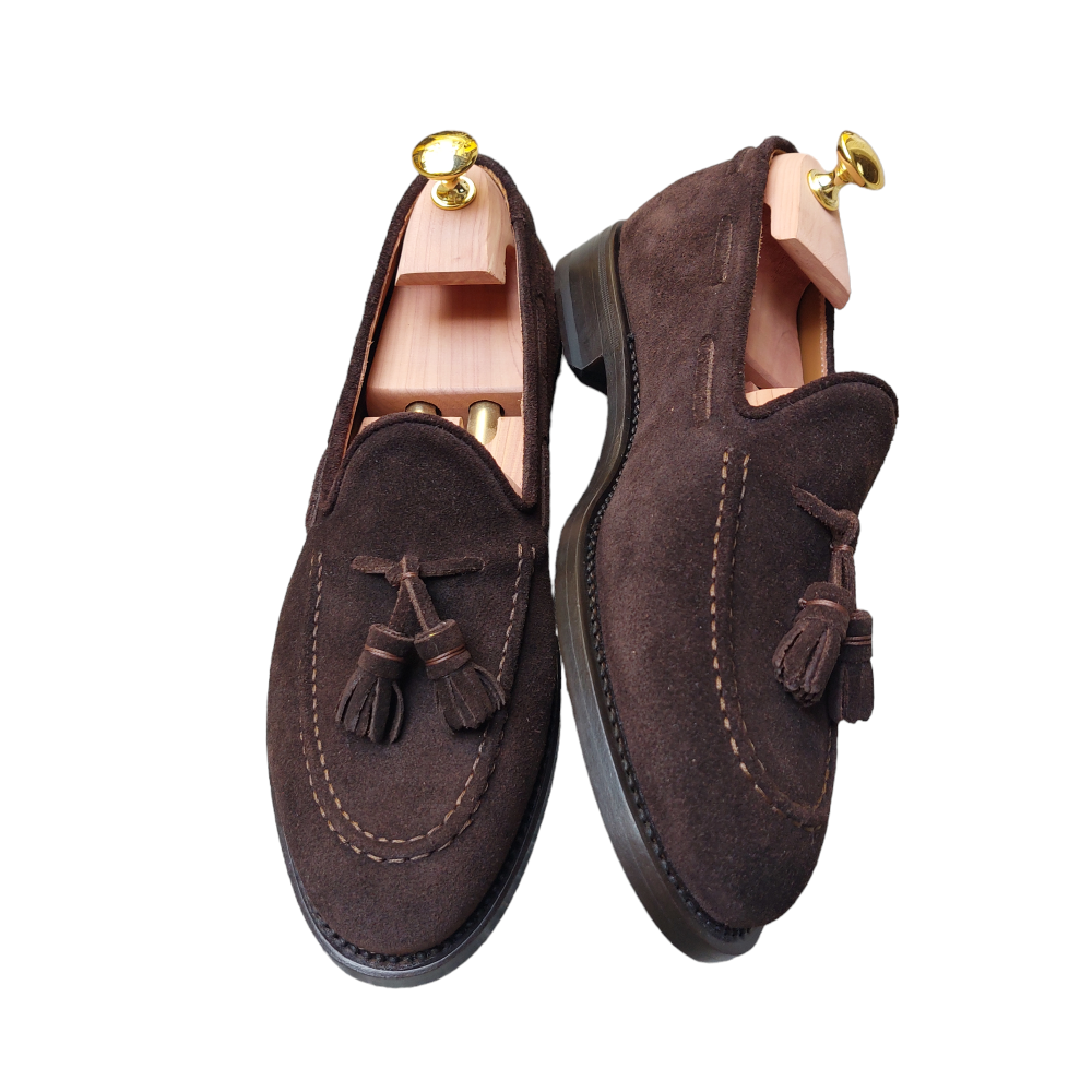 Dark Brown Suede Tassel Loafers