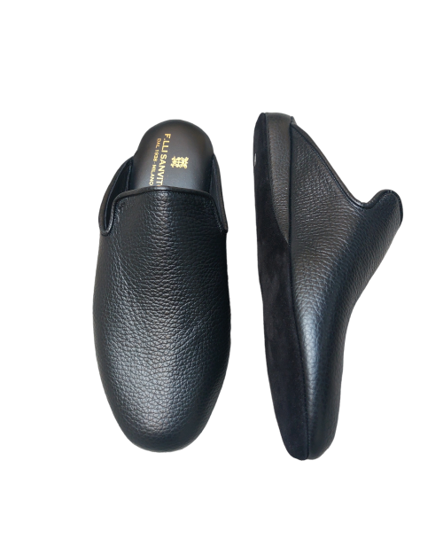 Black elk leather slippers 2
