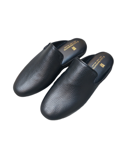 Black elk leather slippers