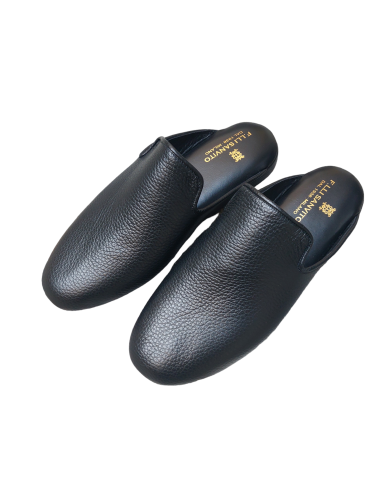 Black elk leather slippers