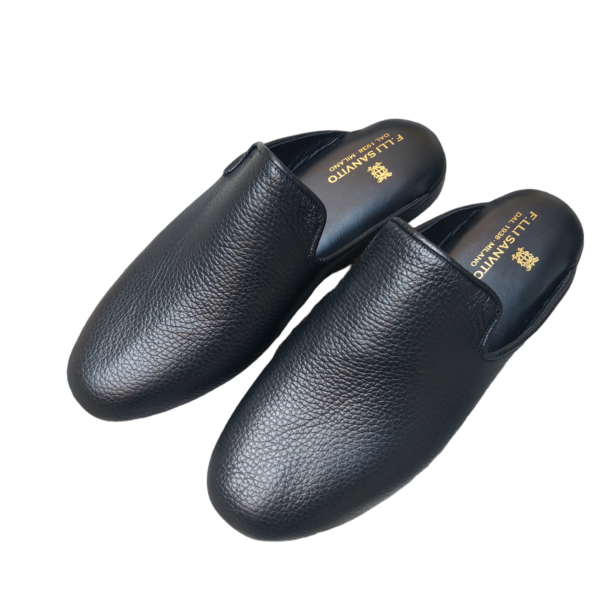 Black elk leather slippers