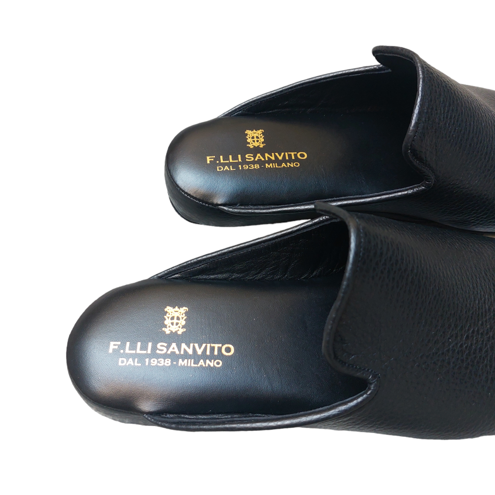 Black elk leather slippers