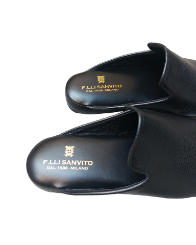 Black elk leather slippers
