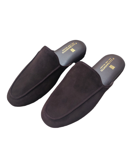 Dark Brown Suede Slippers