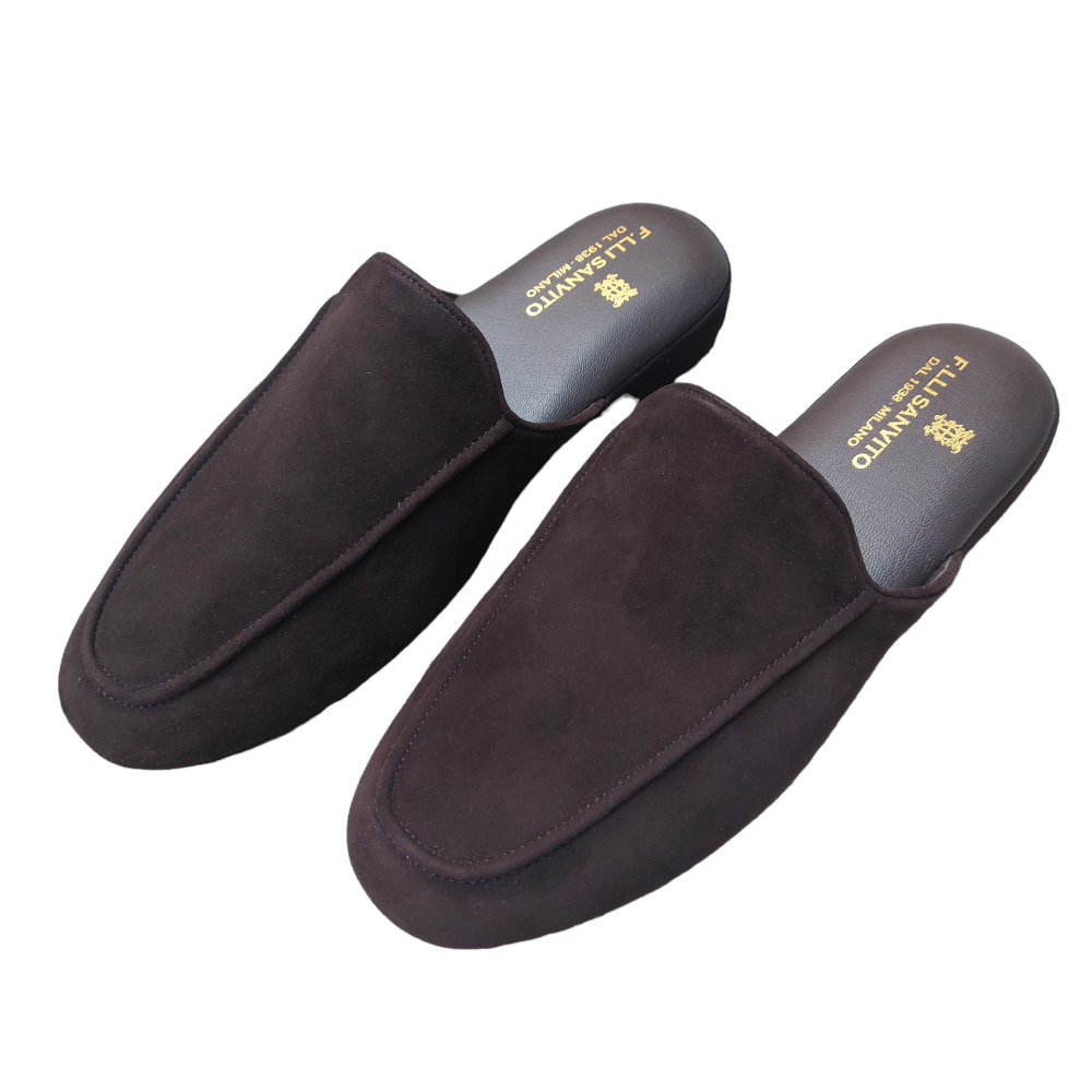 Dark Brown Suede Slippers