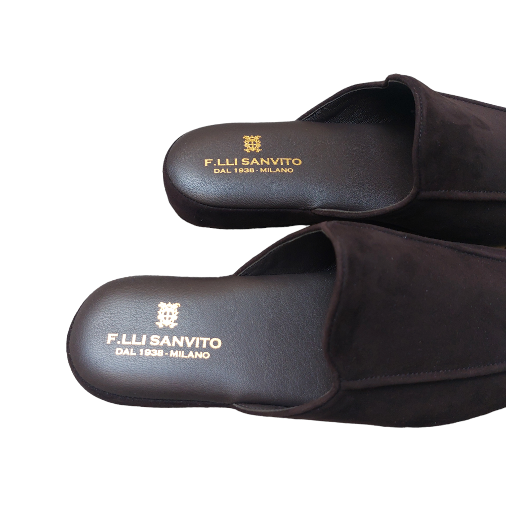 Dark Brown Suede Slippers