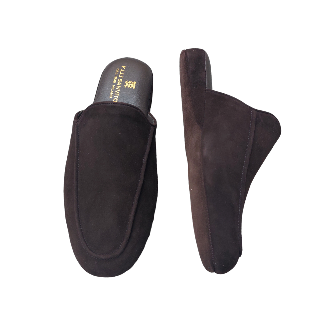 Dark Brown Suede Slippers