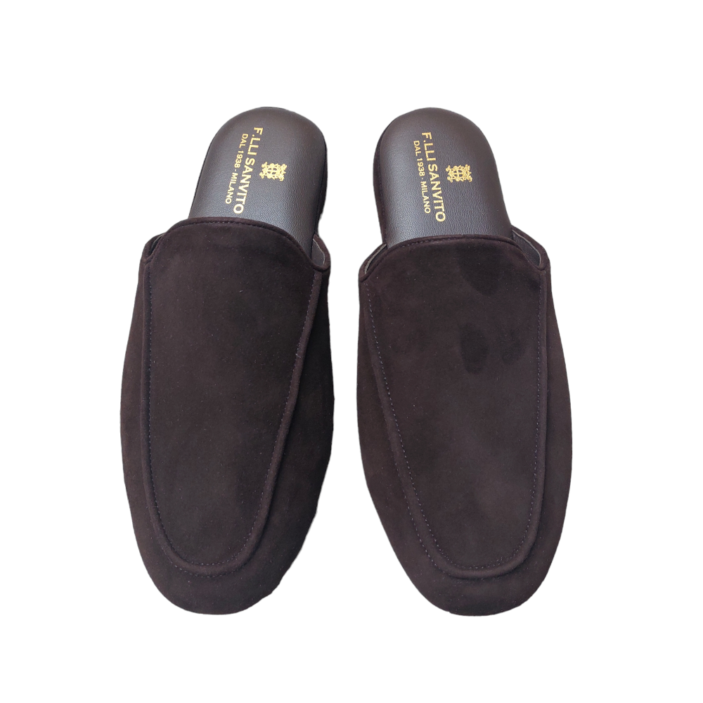 Dark Brown Suede Slippers