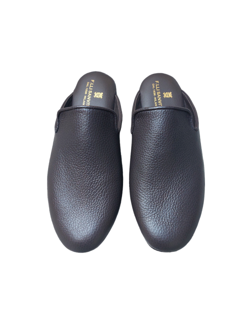 Moose leather slippers in dark brown 2