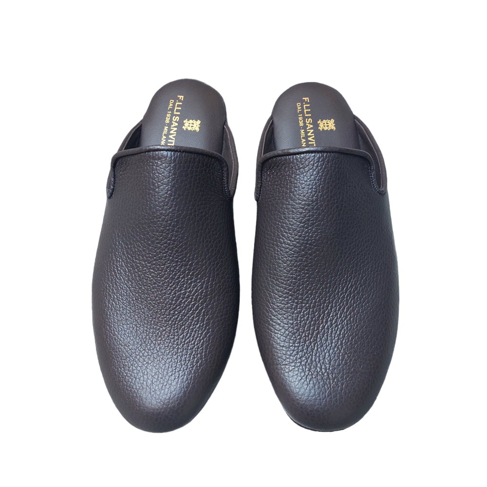 Moose leather slippers in dark brown