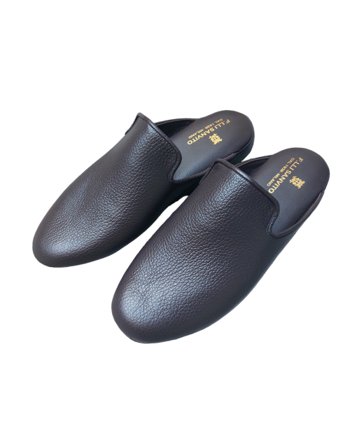 Moose leather slippers in dark brown