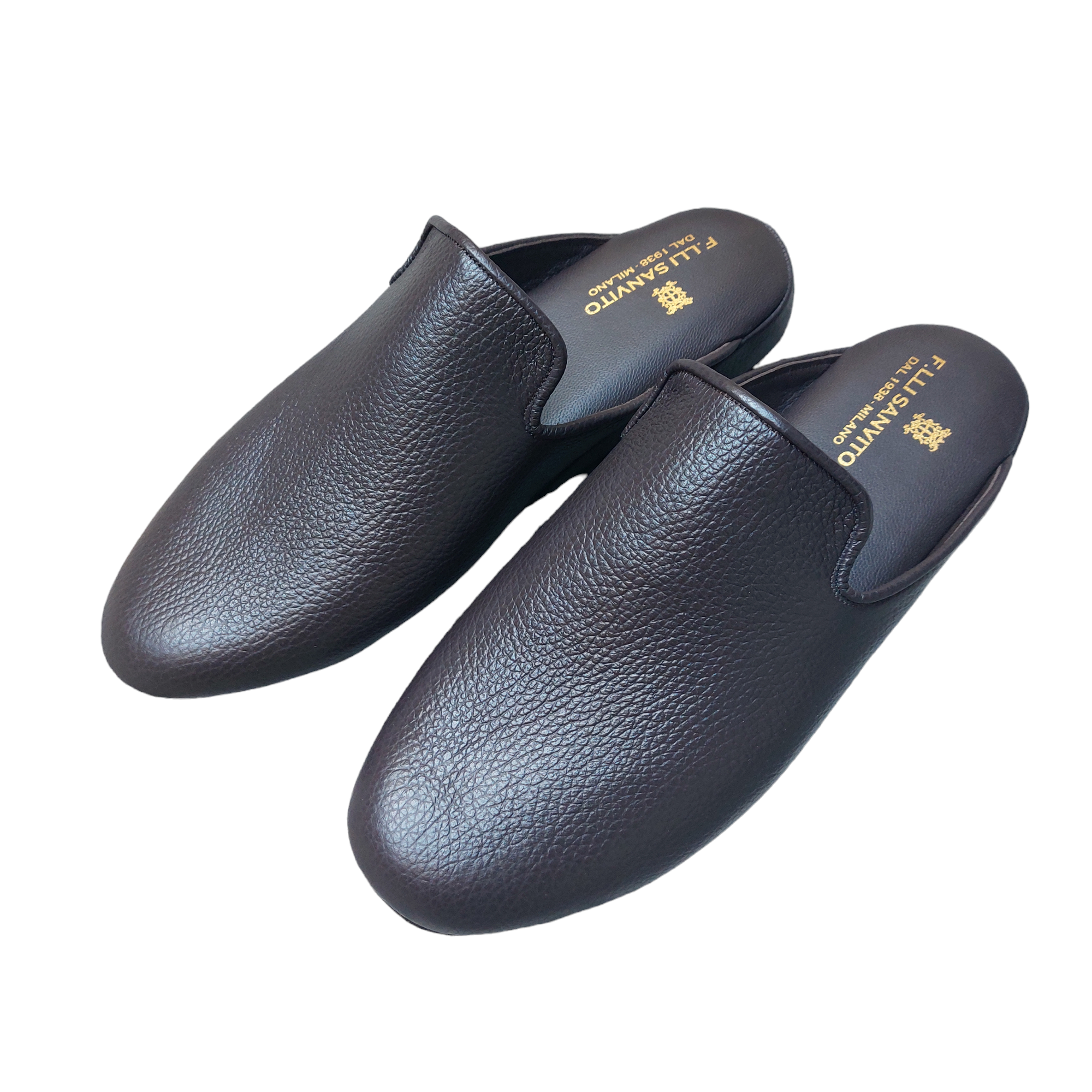 Moose leather slippers in dark brown