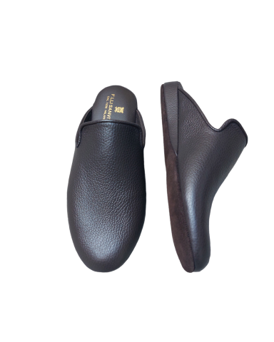 Moose leather slippers in dark brown
