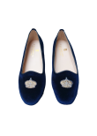 Blue velvet ballerina with gold embroidery