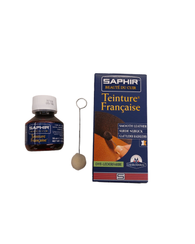 Penetrating liquid dye for smooth and suede leathers.
