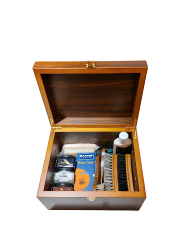 Walnut and mahogany polish box