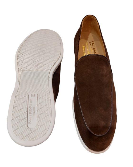 Soft, smooth blue suede loafers