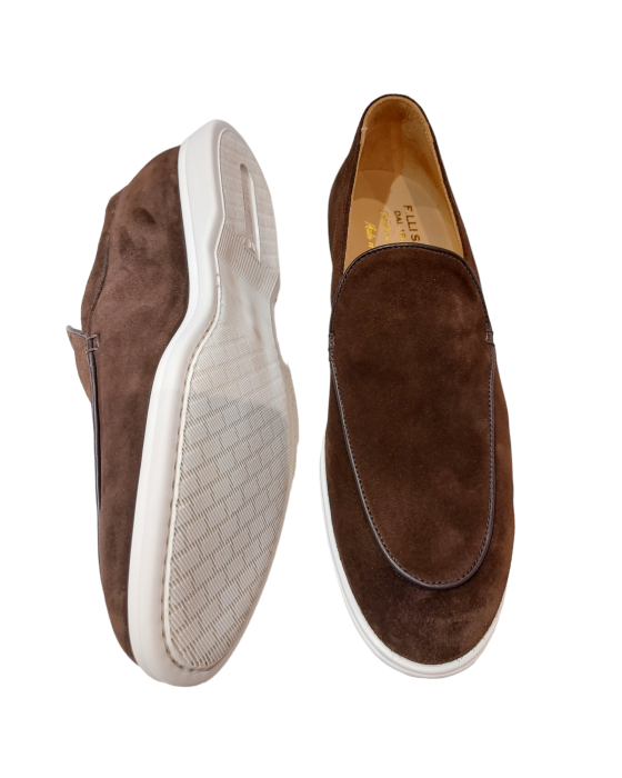 Soft, smooth blue suede loafers