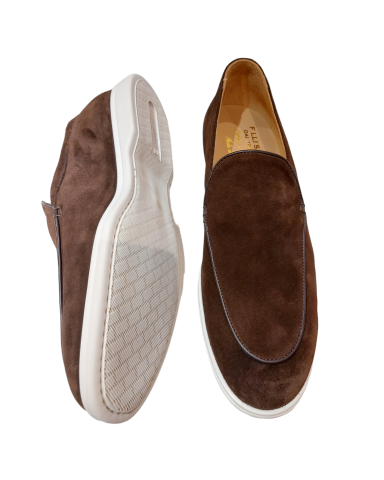 Soft, smooth blue suede loafers