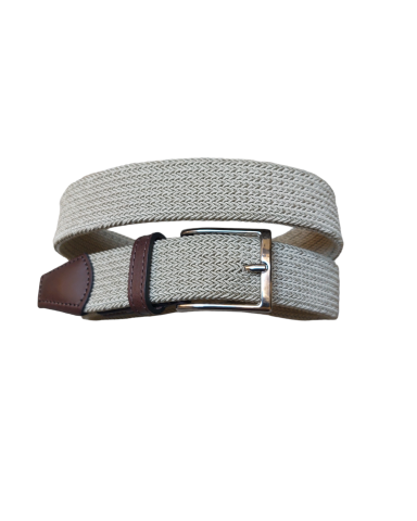 Beige elastic braided belt