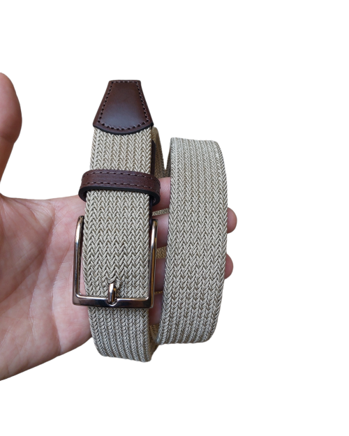 Cintura treccia elastica beige 2