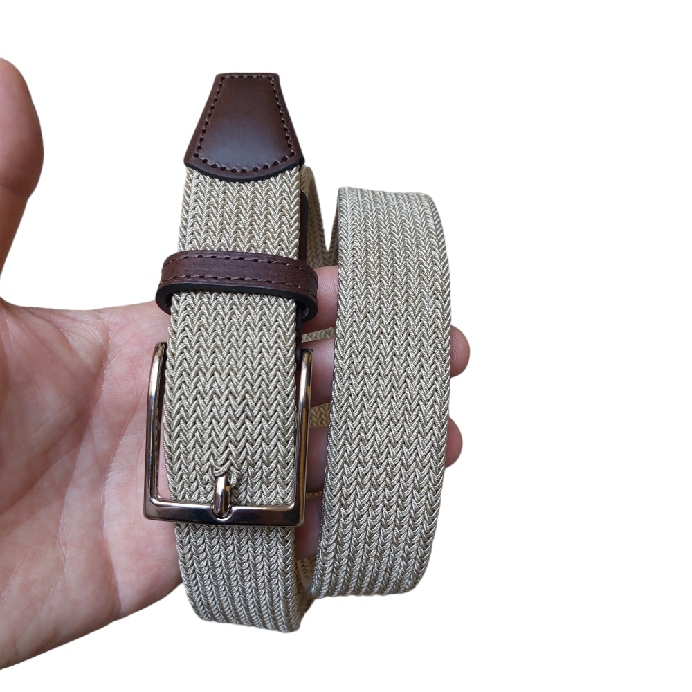 Cintura treccia elastica beige