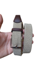 Beige elastic braided belt