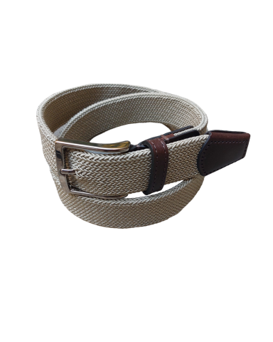 Beige elastic braided belt