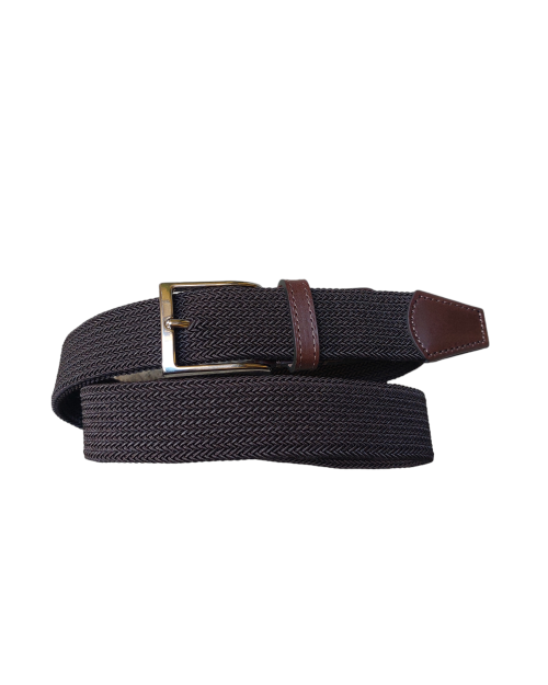 Cintura treccia elastica marrone