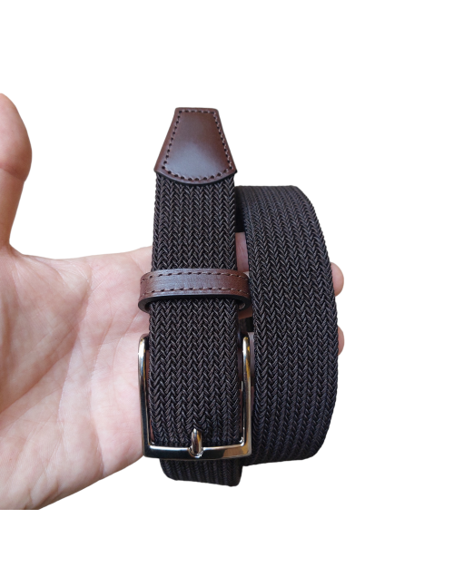 Cintura treccia elastica marrone 2