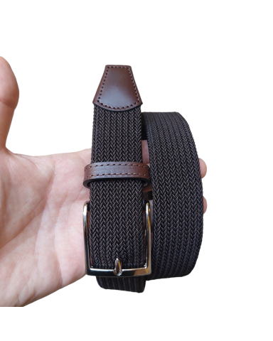 Cintura treccia elastica marrone
